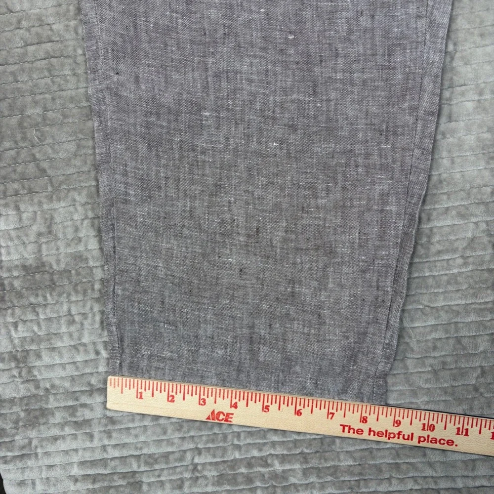 Quince 100% European Linen Pants Taupe Brown Chambray Wide Leg Large LB136795